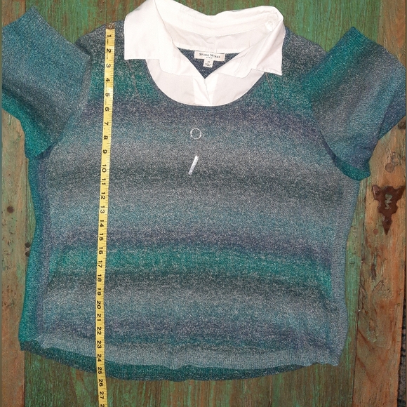 Studio Works Green & Blue Sweater, shirt combo, detachable necklace size 2x EUC - Picture 7 of 7